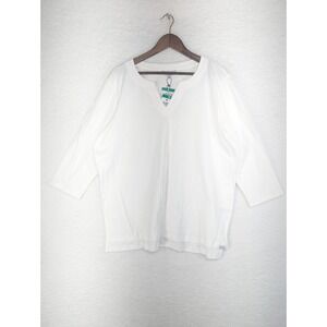 Orvis Ladies' 3/4 Sleeve Pima Cotton Tee Top with‎ Side Slits White XL